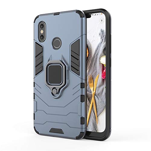 Xiaomi Mi 8 Funda, MHHQ 2in1 Armadura Combinación A Prueba de Choques Heavy Duty Escudo Cáscara PC + TPU con Soporte Magnetic Car Mount Case Cover para Xiaomi Mi 8 -Black Plus Gray