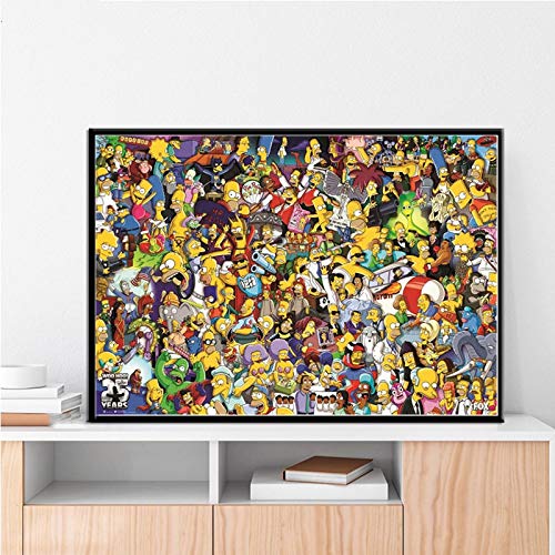 Xojbid Kit de Pintura de Diamante para Bricolaje, cómic de la película Simpsons, Pintura de Diamante con Costura 5d, Arte de Diamante Completo, Adecuado para la relajación y la(cuadrado40x50cm)