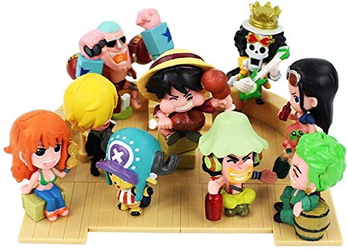 XYBHD 9 unids/Lote 6-9Cm Anime Figuras de una Pieza Luffy Zoro Sanji Nami Robin Chopper Franky Usopp Brook Rompecabezas Modelo Juguetes