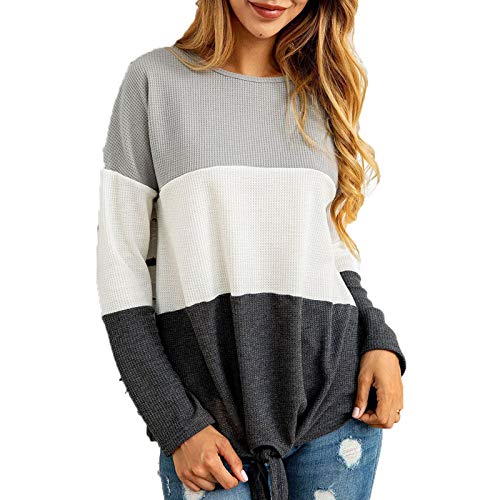 YANFANG Suéter de Punto Holgado para Mujer con Cuello Redondo y Mangas largas 3 Colores básica Casual Talla Grande Adolescente encatadora