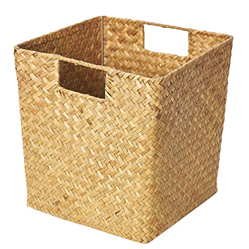 YARNOW 1 Pieza Delicada Cesta de Almacenamiento Tejida Caja de Almacenamiento de Ropa de Mimbre con Asa Cesta Organizadora Tejida a Mano para El Baño del Hogar Cocina 9. 8X8. 6X9. 8