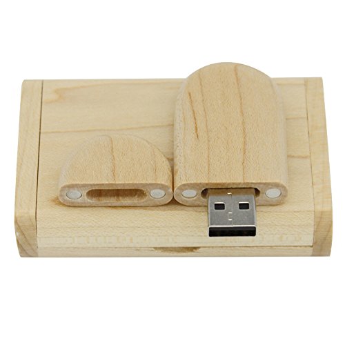 Yaxiny. Unidad Flash USB 2.0 de madera de arce. Memoria USB con caja de madera (32.0 GB)