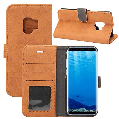 YDYX AYDD para Galaxy S9 Material de la Barra de ovejas PU + PC Funda de Cuero Horizontal Flip con Soporte y Ranuras para Tarjetas y Billetera (Color : Brown)