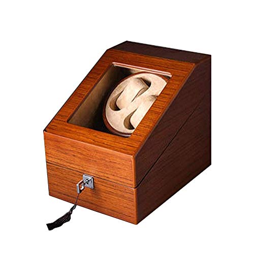 YLJYJ Caja de Reloj Devanadera automática de Madera, 2 Relojes + 3 Posiciones de Almacenamiento Caja de bobinado automático 5 Modos de rotación con cerradur