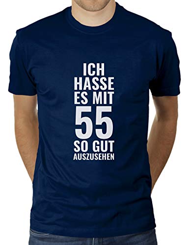 Yo tengo el honor de mirar tan bien con 55 años. Regalo de cumpleaños de 55 años. - Camiseta para hombre de KaterLikoli. azul marino L