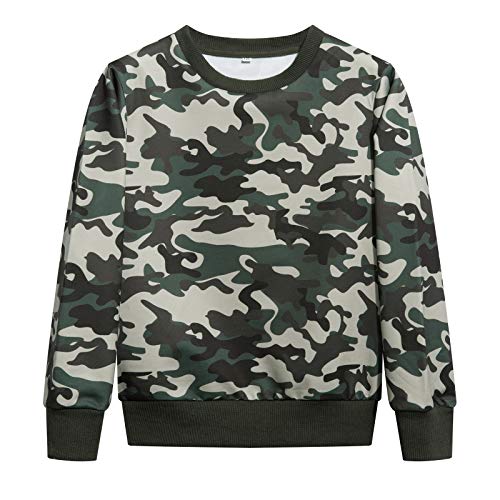 YoungSoul Sudadera para Niños Sudadera Camuflaje sin Capucha Jersey de Manga Larga Camuflaje Verde Militar 4-5 años/Tamaño 120