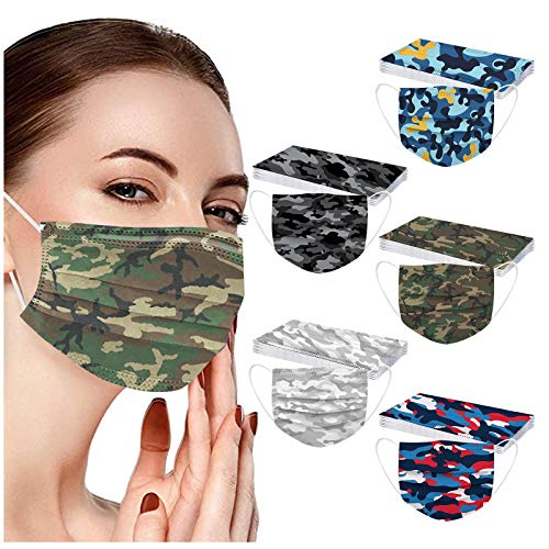 YpingLonk 50 unid Unisex Adulto Cara Protector Mujeres Universal 3 Capa Moda Estrella Digital Impreso Lindo elásticoLoop Bandanas bufanda-33 (una Talla, K)