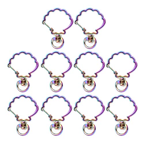 YSJSPKK Llavero 10pcs del Arco Iris de Metal Gancho de Cierre de Langosta con Amarre y Llavero for el Llavero del corazón Llave de la Estrella del Gato de Cadena Abierta Bisel DIY Bolsas Encantador