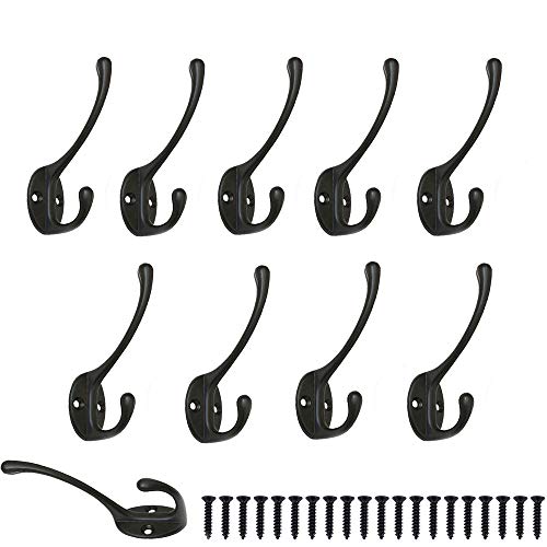 YUEMING 10 Piezas Ganchos Percheros,Estilo Retro Ropa Sombrero Ganchos,Metal Pared Gancho con 20 Tornillos,para Colgar Ropa, Abrigo, Bufanda, Bolsa, Toalla, Llave, Taza