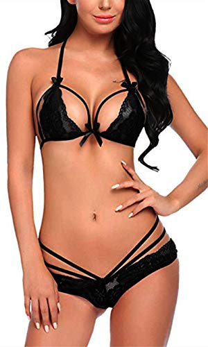 Yutdeng Lencería Sexy para Mujer Push-up Encaje Conjunto de Sujetador y Bragas, Sujetador de Encaje y Panty Ropa Interior Babydoll