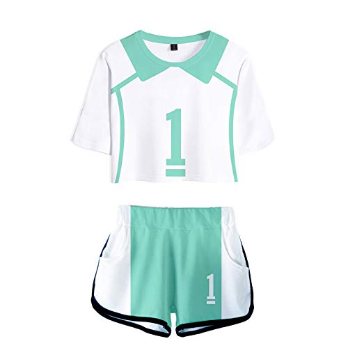 YZJYB Haikyuu Karasuno Cosplay Oikawa Tooru Uniforme Aoba Johsai High School Volleyball Ropa Deportiva Mujere De Manga Corta Y Pantalón Verano Conjunto Deportivo,XX~Small