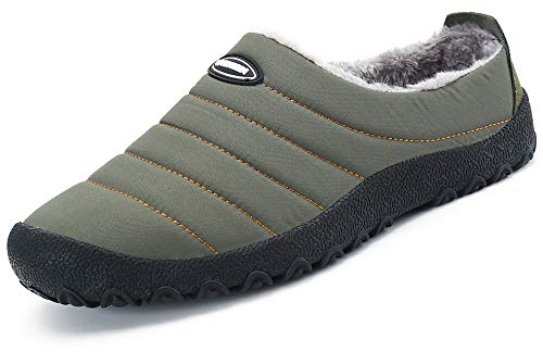 Zapatillas de Estar por Casa Mujer Hombre, Invierno Zapatos de Casa con Forro de Piel - Cálidas y Cómodas - con Suela Antideslizante para Exterior e Interior,Verde 39