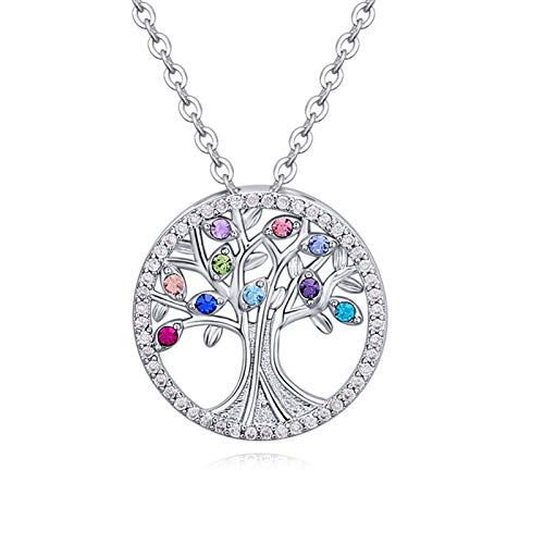 ZBOMR Collar De ÁRbol De La Vida Regalo De JoyerÍA con Infinito Colorido Zirconia Cúbica Cadena Colgante De Árbol De Vida Familiar para Mujeres Y Niñas (Multicolor)