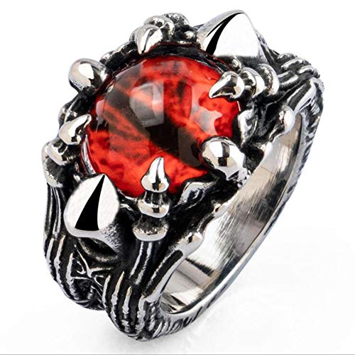 ZHIRCEKE Declaración de Anillo Punk Titanium de Acero de Ojo Malo para Hombres Tamaño de Las Mujeres,Rojo,9