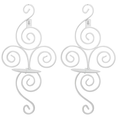 2 x Candelabro de Pared Blanco 1 Brazo Individual para Una Vela Antiguo Nordico Vintage Decoración Metal Decorativo