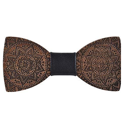 2019 Menores de madera de madera Arco de madera Patrón floral Patrón de talla Cumpleaños Handkerchief Classic Classic Hecho a mano Boda Mariposa Costume Etiqueta ( Color : Black , Size : 5*9.5cm )