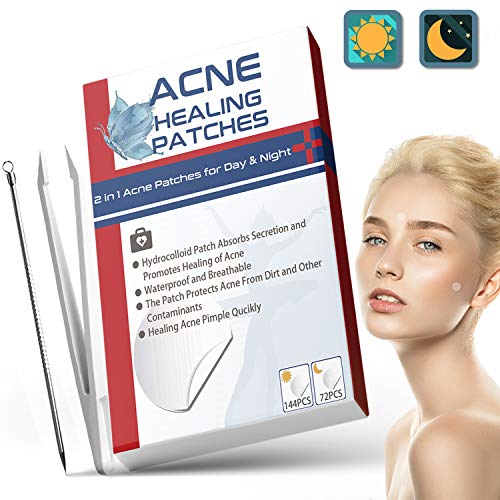 216 PCS Parches Para Acné, Uso Diurno y Nocturno Parches Acne 2 en 1, Parches Para Espinillas Hidrocoloides Eficaces e Invisibles, Impermeable y Transpirable Parches Absorbentes Parches de Acné