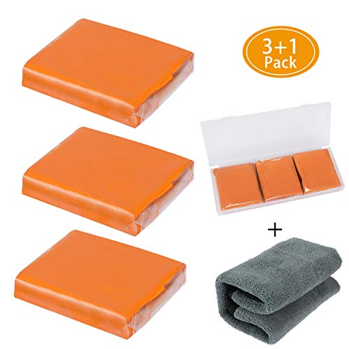 Aimocar Car Clay Bar Kit, 3 Pcs 100g Arcilla Coche Limpiadora Auto Detallado Limpiador de Arcilla con Capacidad de Lavado y adsorción para Limpiar Automóviles autobuses Barcos con 1 Toalla