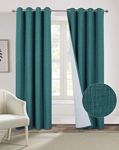 Always4u Design - Cortina opaca térmica para salón, moderna, con ojales aislantes, antifrío, cocina, habitación infantil, curtain liso, 137 x 160 cm, color verde agua, lote de 2