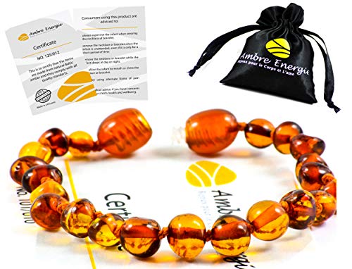 AmberJewellery Pulsera de ámbar 14cm. - De la Máxima Calidad Certificado Genuino Collar de Ámbar Báltico/Rápido Entrega / 100 Días de Garantía de Devolución de Dinero! (Cognac)