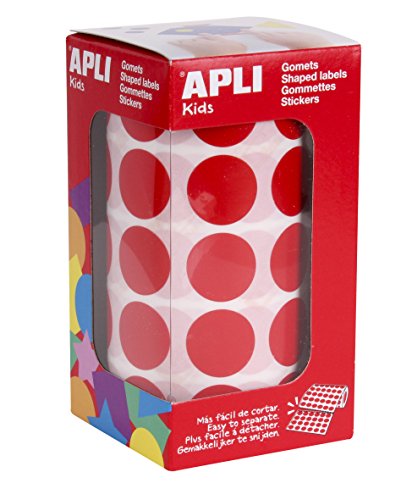 APLI Kids - Rollo de gomets redondos 20,0 mm, color rojo