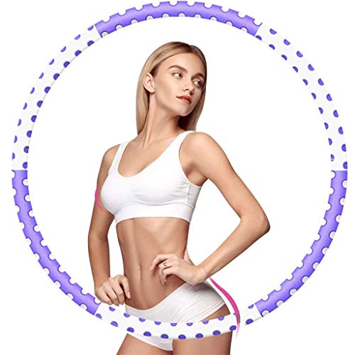 Azanaz Hula Hoop - Aro para adultos (1 – 5 kg, acero inoxidable, 6 segmentos, extraíble, apto para fitness, pérdida de peso, moldear barriga, color morado)