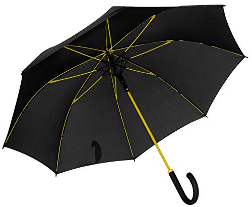 Baciami Pivoso Paraguas Grandes - Hombre Mujer - Estructura Reforzada con Fibra de Vidrio en Amarilo - Umbrella Automatico Antiviento ⌀ 95cm Paraguas Golf-Business - Negro