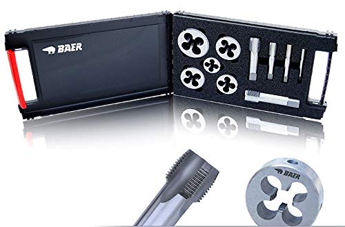 BAER Set HSSG - Juego de machos de roscar y terrajas de roscar (1/8'' - 3/4'')