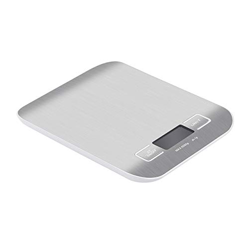 Báscula de cocina digital profesional para el hogar Báscula electrónica de alimentos Escala de peso de acero inoxidable Herramienta de medición G/kg/lb/oz/ml 5Kg Plata