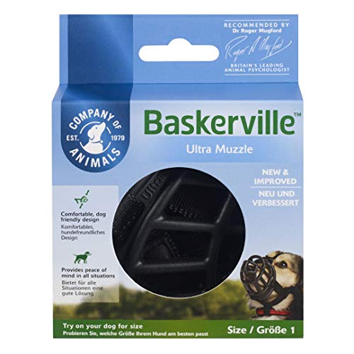 Baskerville Ultra - Bozal de goma, Negro, Talla 1 (Longitud: 5 cm/Anchura: 22 cm)