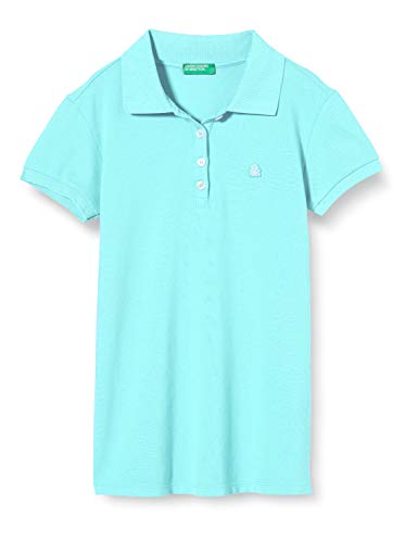 Benetton Maglia Polo M/m, Turquesa (Aqua Splash 0z8), 104 (Talla del Fabricante: XX) para Niñas