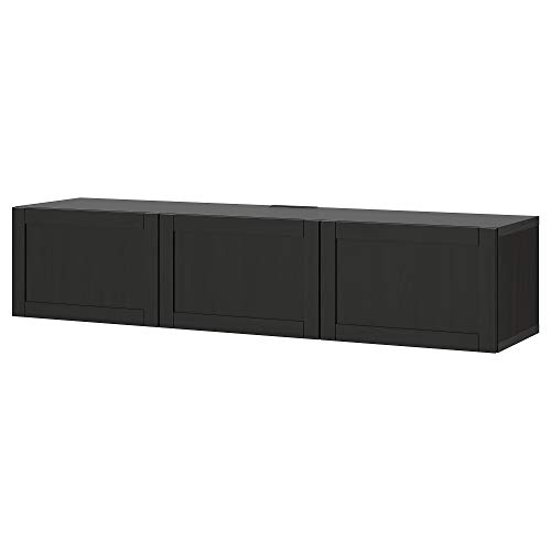 BESTÅ Banco de TV con puertas 180x42x38 cm negro-marrón/Hanviken negro-marrón