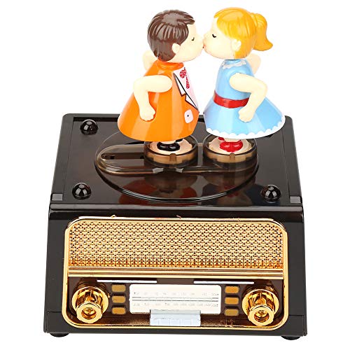 Bewinner Caja de música Retro 2 en 1, Forma de Radio con muñecas Encantadoras + Estuche de Almacenamiento, Caja de música, joyero, decoración de Escritorio, Regalos de Boda de San Valentín