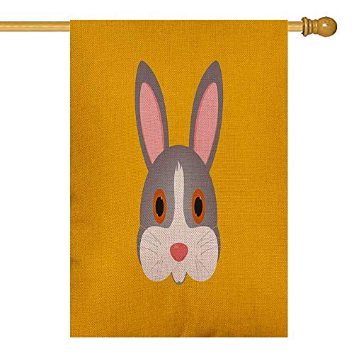 BFNBRLOR Bandera de jardín de Pascua 61 x 100 cm de doble tamaño de arpillera decorativa al aire libre banderas felices Pascua conejo icono web aislado fondo blanco vista superior