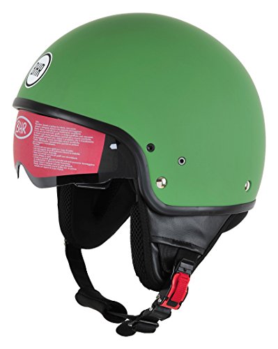 BHR 94159 Casco Demi-Jet Modelo 802 con Visera Total, Verde Opaco, M (57 cm)