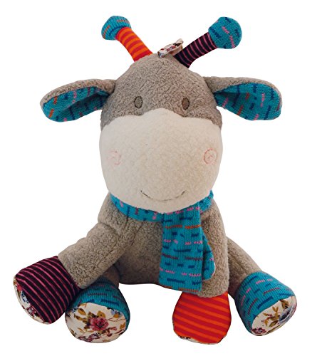 Bieco 04000341 Peluche jirafa Lollo, con azul bufanda, color marrón claro/multicolor