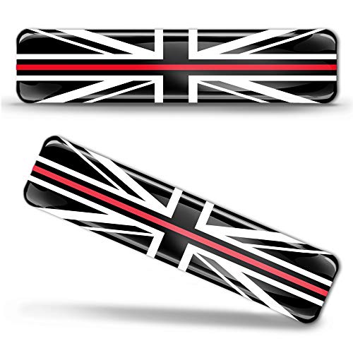 Biomar Labs® 2 pcs 3D Gel Pegatinas Bandera Nacional Gran Bretaña del Reino Unido UK Flag Union Jack Thin Red Line Silicona Adhesivo Autos Coches Motos Ciclomotores Bicicletas Ordenador Portátil F 63