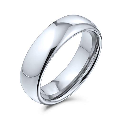 Bling Jewelry Simple Simple cúpula Parejas Titanium Anillo de Boda Pulido para los Hombres para Las Mujeres Comodidad Ajuste Tono de Plata 5mm