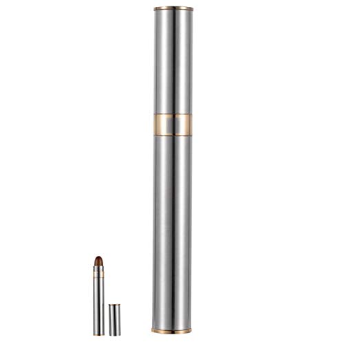 BNMY Pitillera Pipa De Cigarro Portátil Metal Acero Inoxidable Tubo Humectante De Cigarro Tubo De Cigarro Individual Regalos De Empresa (Puede SOSTENER UN Puro DE 20-22 MM DE DIÁMETRO),Plata