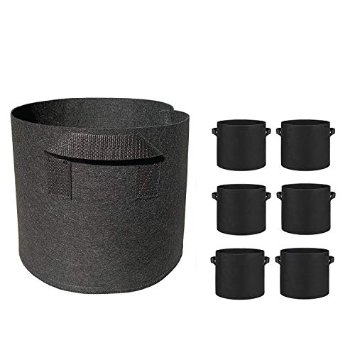 Bolsas para Plantas, Bolsa de Cultivo de Plantas Macetas de Tela Resistente y Duradera No Tejida con Asas Huertos Urbanos Transpirable Bolsas de Cultivo de Verduras, Siembra, Flores (6 Pack, 3 Galón)