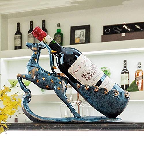 Brightz Venado Azul Estante del Vino del refrigerador de Vino Decoración del estreno de Regalo Europeo y Americano de Inicio Casado Resina Artesanal Hecho a Mano Animal Adornos Elegante y Hermosa