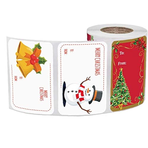 BYFRI 1roll 6 Diseños del Nombre Adhesivo De Navidad Etiquetas Engomadas del Sello del Presente Etiquetas De Navidad Adhesivos De Regalo del Paquete De Regalo