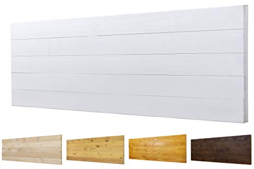 Cabecero Ancho 60cm de Madera Maciza Mod. Roma para Camas de 80cm, 90cm, 110cm, 135cm, 150cm. Herrajes incluidos (110cm X 60cm, Blanco)