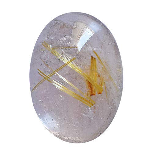 Cabujón de rutilo dorado natural, forma ovalada, tamaño 25 x 18 x 10 mm, pulido a mano, bisutería, piedras preciosas sueltas, dorado rutilado, AG-14811