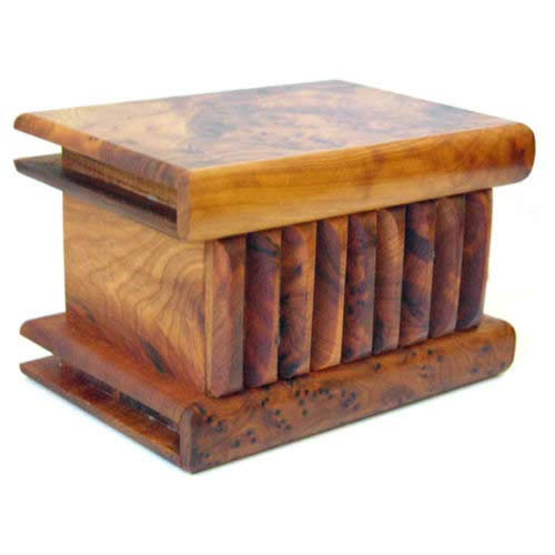 Caja mágica grande de Madera tuya marroquí longitud 15 ancho 10 altura 8 cm