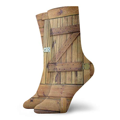 Calcetines suaves de longitud media pantorrilla, persianas de madera cerradas, diseño clásico de grunge en el campo, calcetines para mujeres y hombres mejores para correr