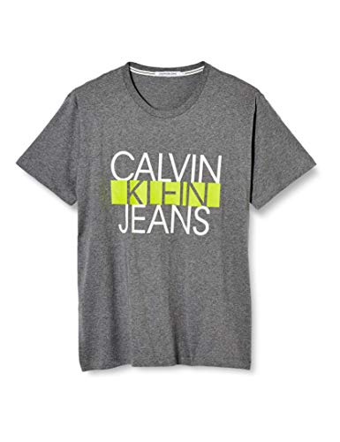 Calvin Klein Ckj Colorblock Stripe tee Camisa, Grey, S para Hombre