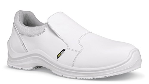 Calzado de seguridad Blanco 73695-46/11 GUSTO81 de Shoes for Crews, unisex, tipo mocasín, número 46, certificado según normas de seguridad CE, EN y S3, Blanco