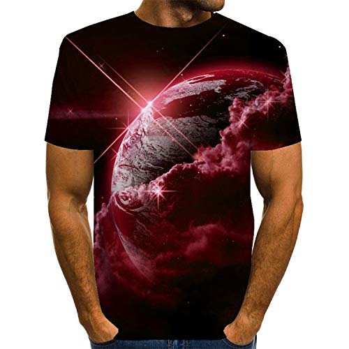 Camiseta para Hombre Cuello Redondo de Verano 3D T-Shirt de impresión Digital de Hombre Universo Estrellado de los Hombres Impresión de Manga Corta de la Calle Casual Top-S-5XL,A,3XL