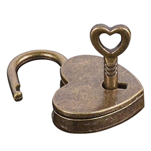 Caso de Madera de latón Antiguo Cerrojo joyería de la Vendimia Decorativa Caja de Regalo Maleta Cerrojo Latch Hook Muebles de la Hebilla de Bloqueo (Color : Heart)